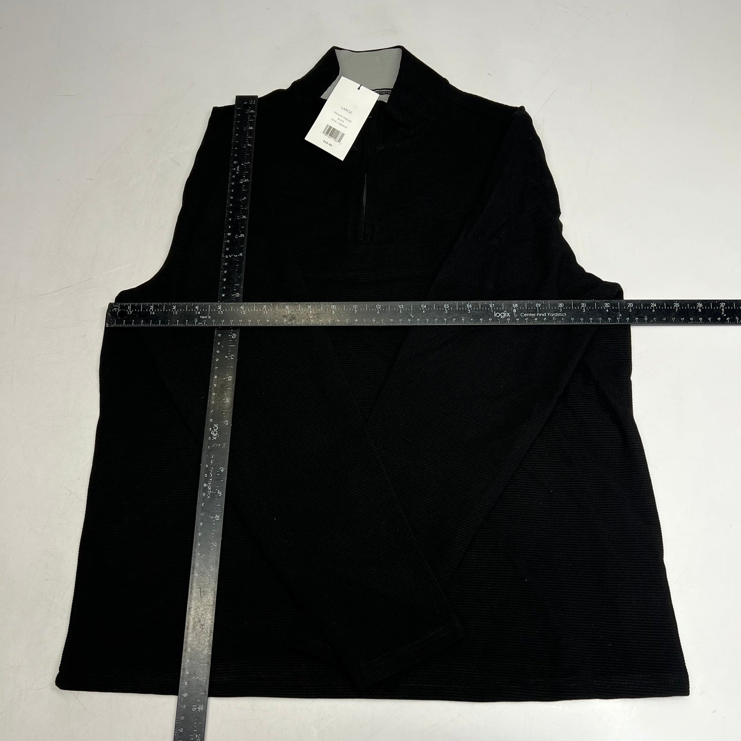 THOMAS STERLING Half Zip Soft Waffle Knit Jacket Men's Sz L Black 110034747