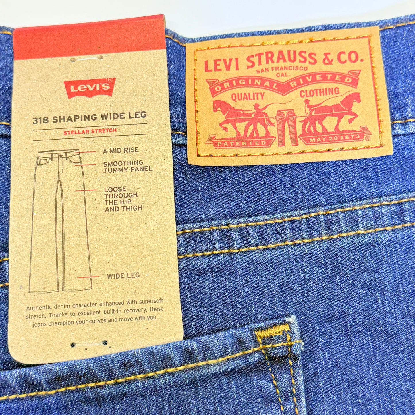 LEVI'S 318 Shaping Wide Leg Stellar Stretch Mid Rise Women's Sz 18xM (New)
