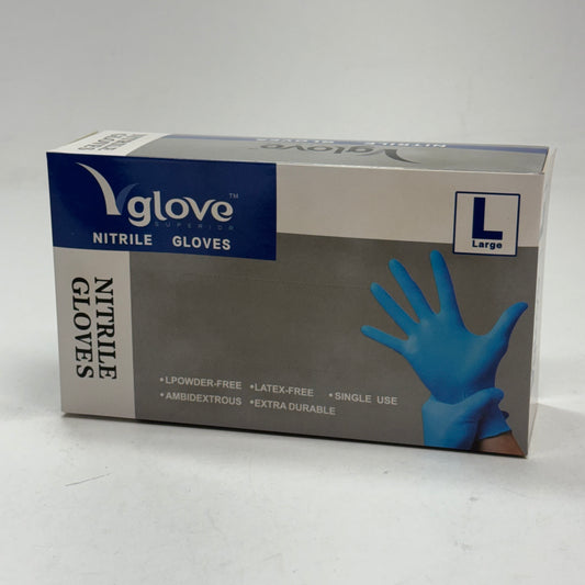 GLOVE (1,000 Count / Case of 10 Boxes) Blue Nitrile Disposable Gloves Size Large – Powder-Free