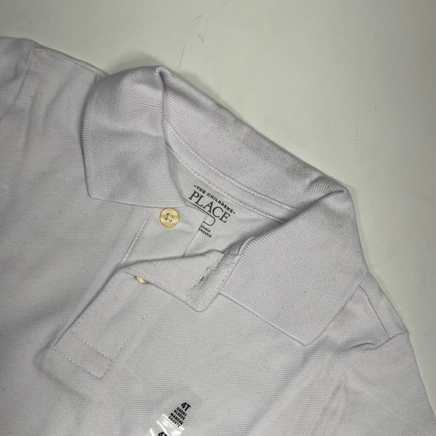 ZA@ THE CHILDRENS PLACE Uniform Soft Pique Polo Shirt 100% Cotton Boy's Sz 4T White (As-Is)