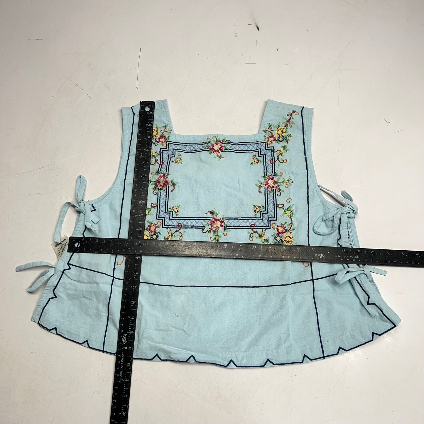 FREE PEOPLE Garden Wall Top Open Sides w/ Double Tie Closure Women's Sz S Blue