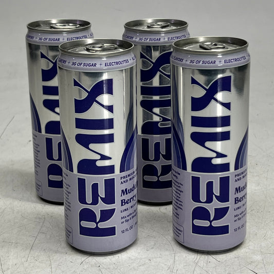 REMIX (4 PACK) Premium Mixer & Mocktail Muddle Berry Mojito 12 Fl Oz Grey BB 12/26