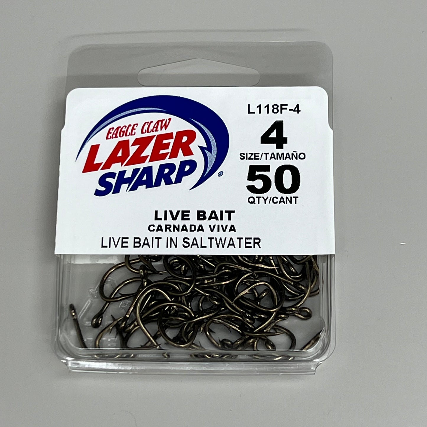 EAGLE CLAW (2 PACK) Lazer Sharp Live Bait in Saltwater Bronze #4 50pc L118F-4