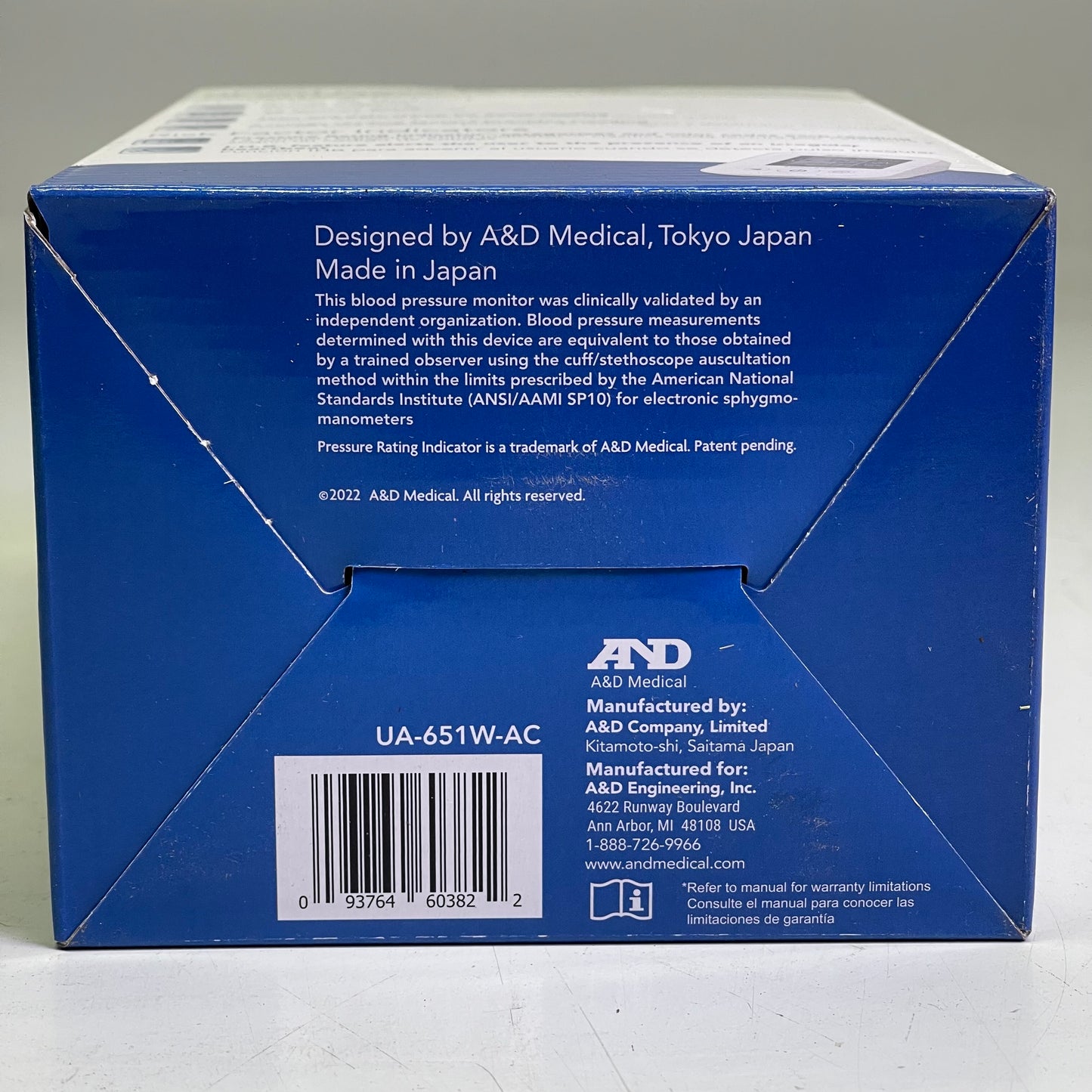 A&D MEDICAL Wide Range Cuff Blood Pressure Monitor White w/ Black UA-651-AC