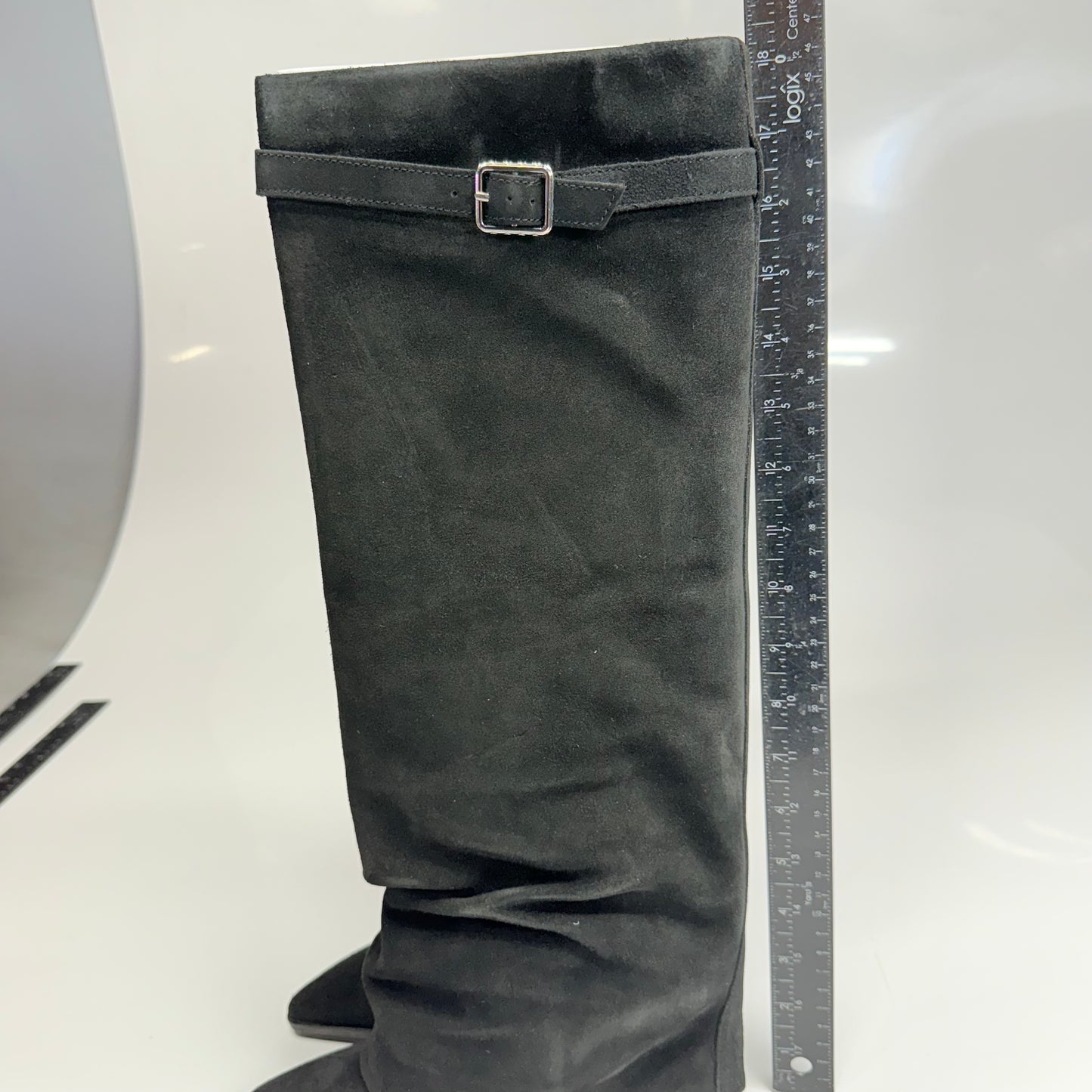 FREE PEOPLE Felicity Foldover Boot Sz 9 WS Knee-High Length Black Suede 84607753