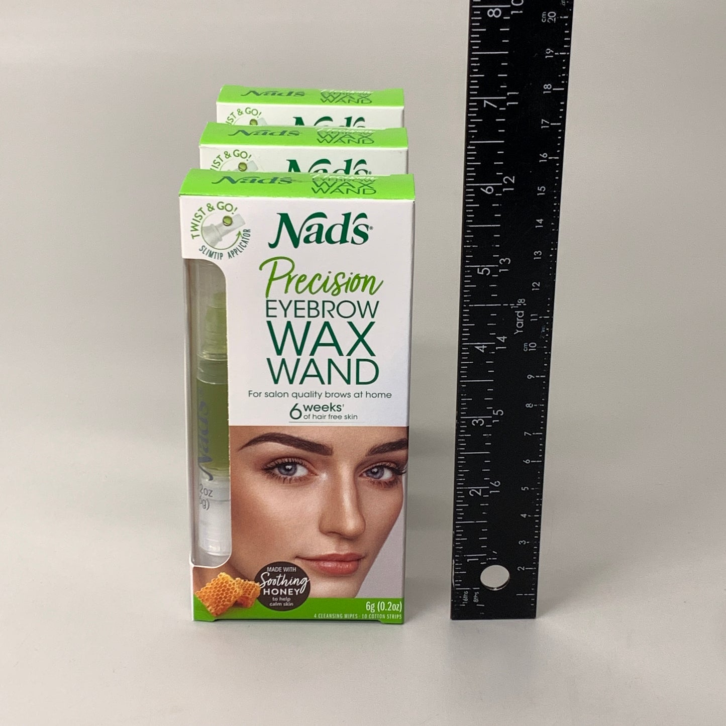 NADS 3PK Precision Eyebrow Wand Waxing Kit Soothing Honey 0.2oz 0677EN06