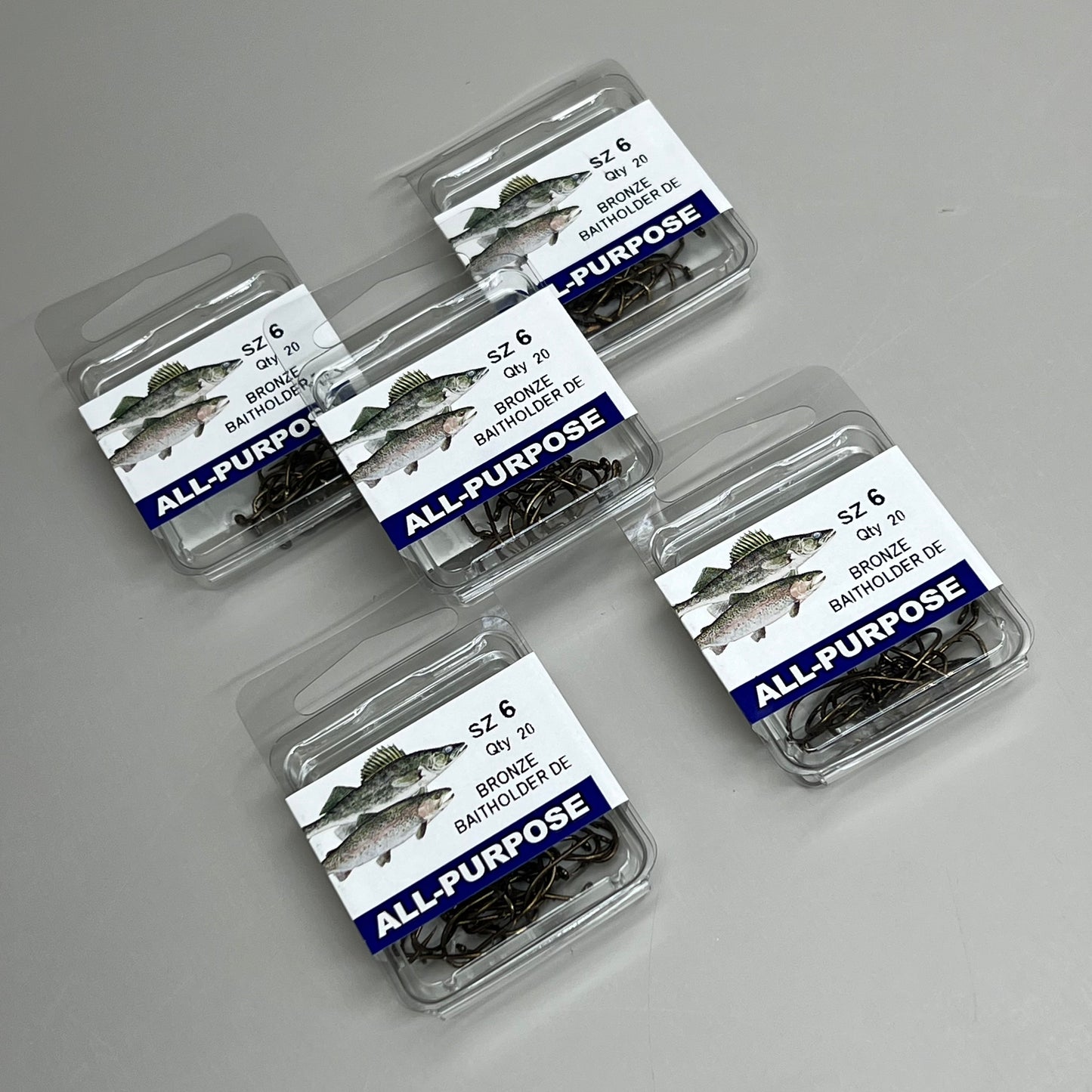 EAGLE CLAW(5 PACK)Carbon Steel All Purpose Baitholder Hooks Bronze #6 20pc RDE-6