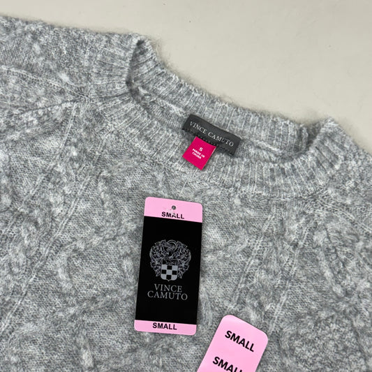 VINCE CAMUTO Cable Knit Sweater Women's Sz-S Light Heather Grey SC2895
