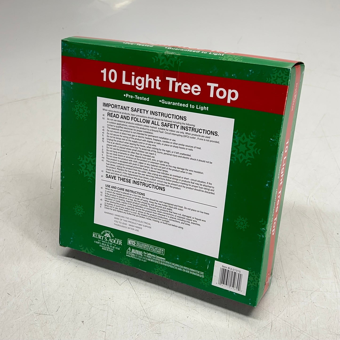 KURT S ADLER Wire Star Tree Topper Christmas Decor 9" 10 Light Silver UL0131S
