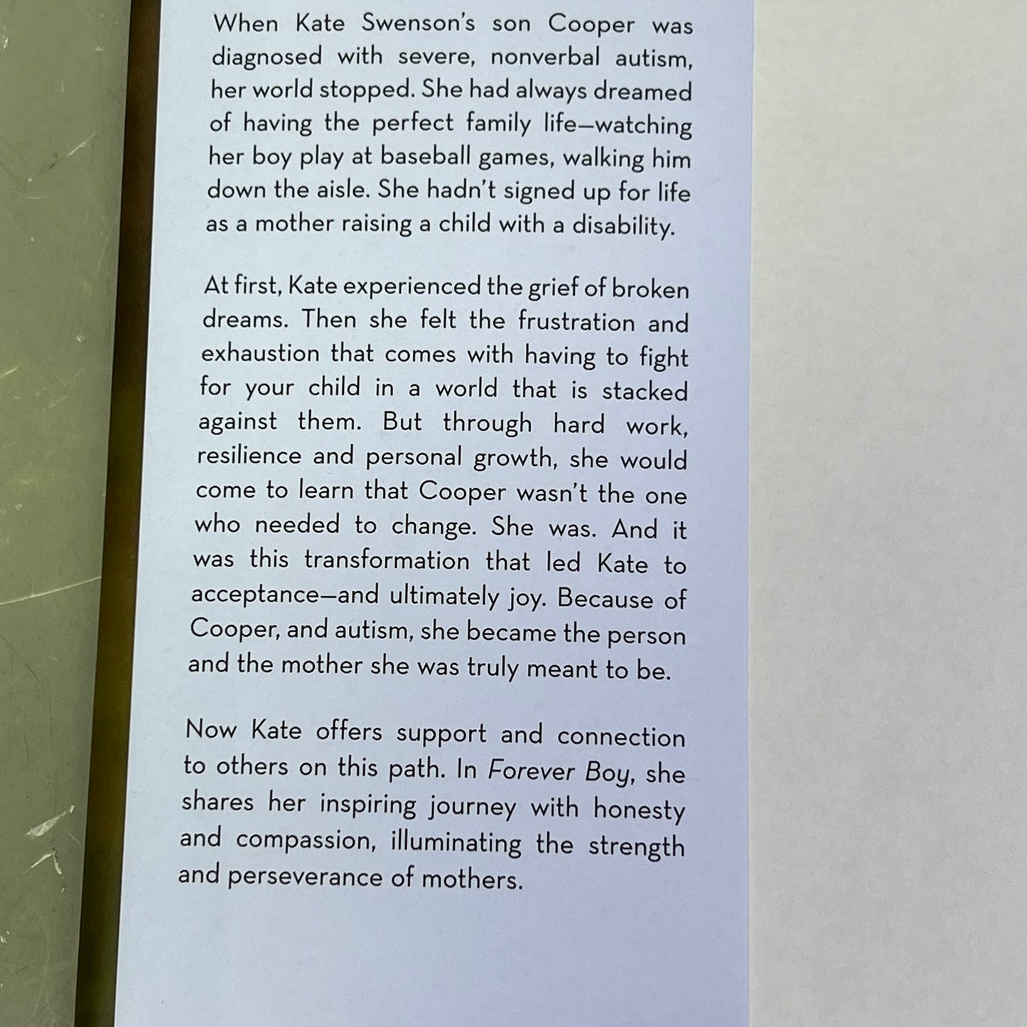 FOREVER BOY A Mother's Memoir Of Autism & Finding Joy By Kate Swenson Hardcover