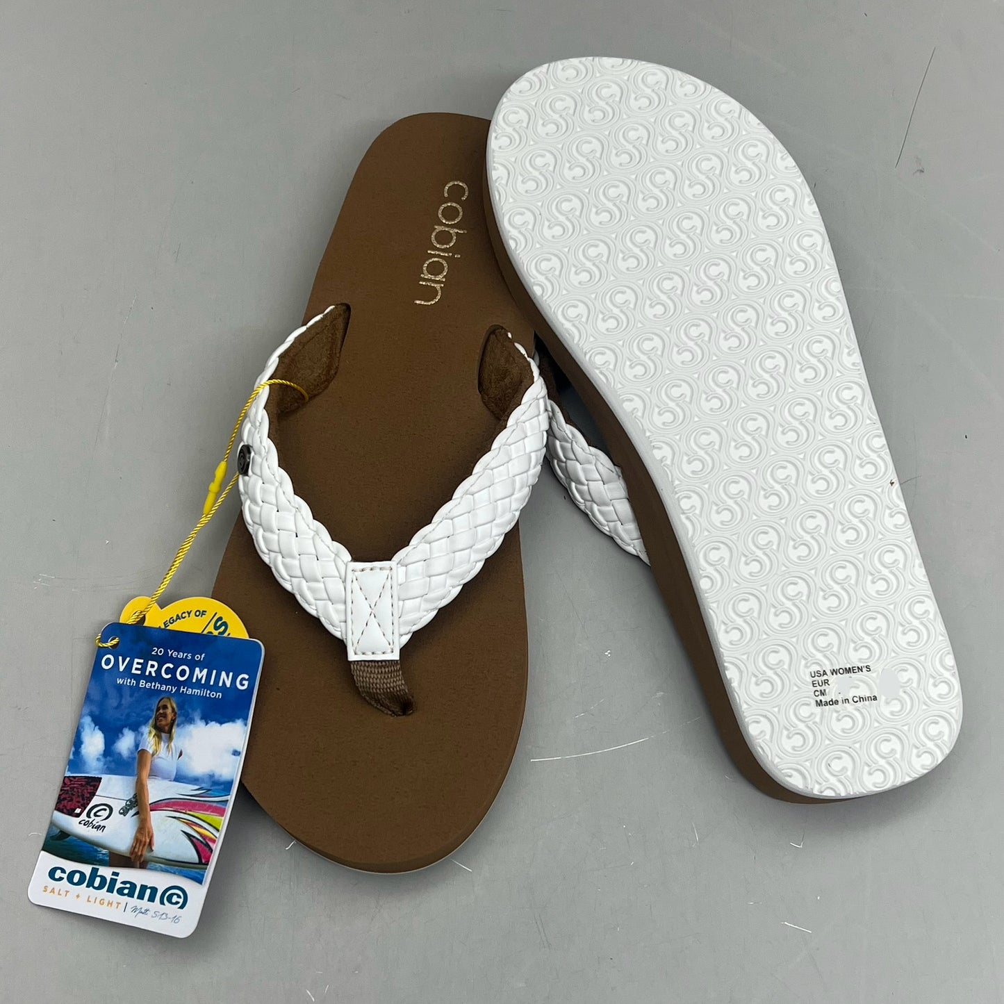 COBIAN Braided Bounce Synthetic Leather Sandals Women's Sz 10 EU 41 White BRB10-100-10