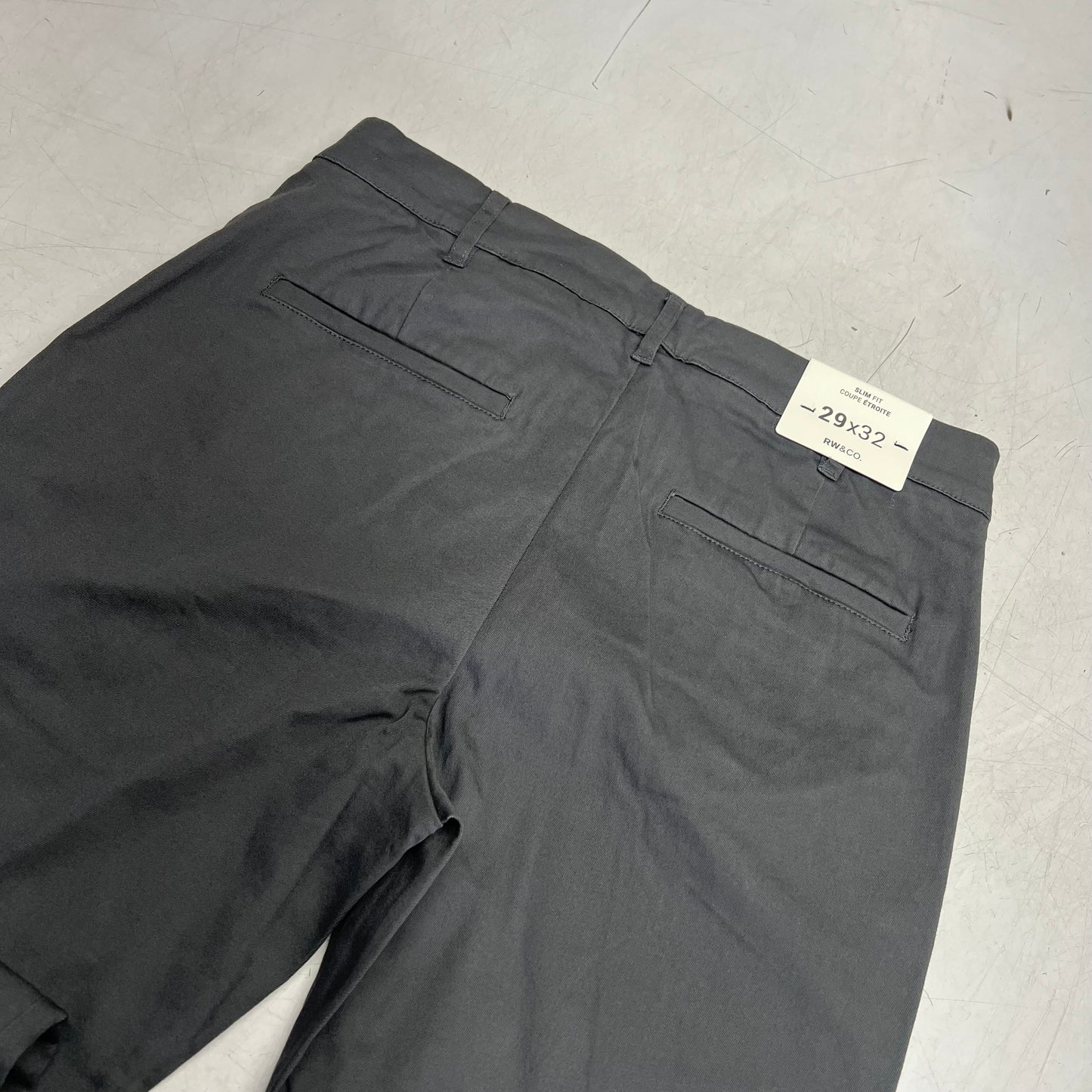 RW & CO Slim-fit Super-stretch Cotton Chino Pant Men's Sz 29x32 Asphalt 486665