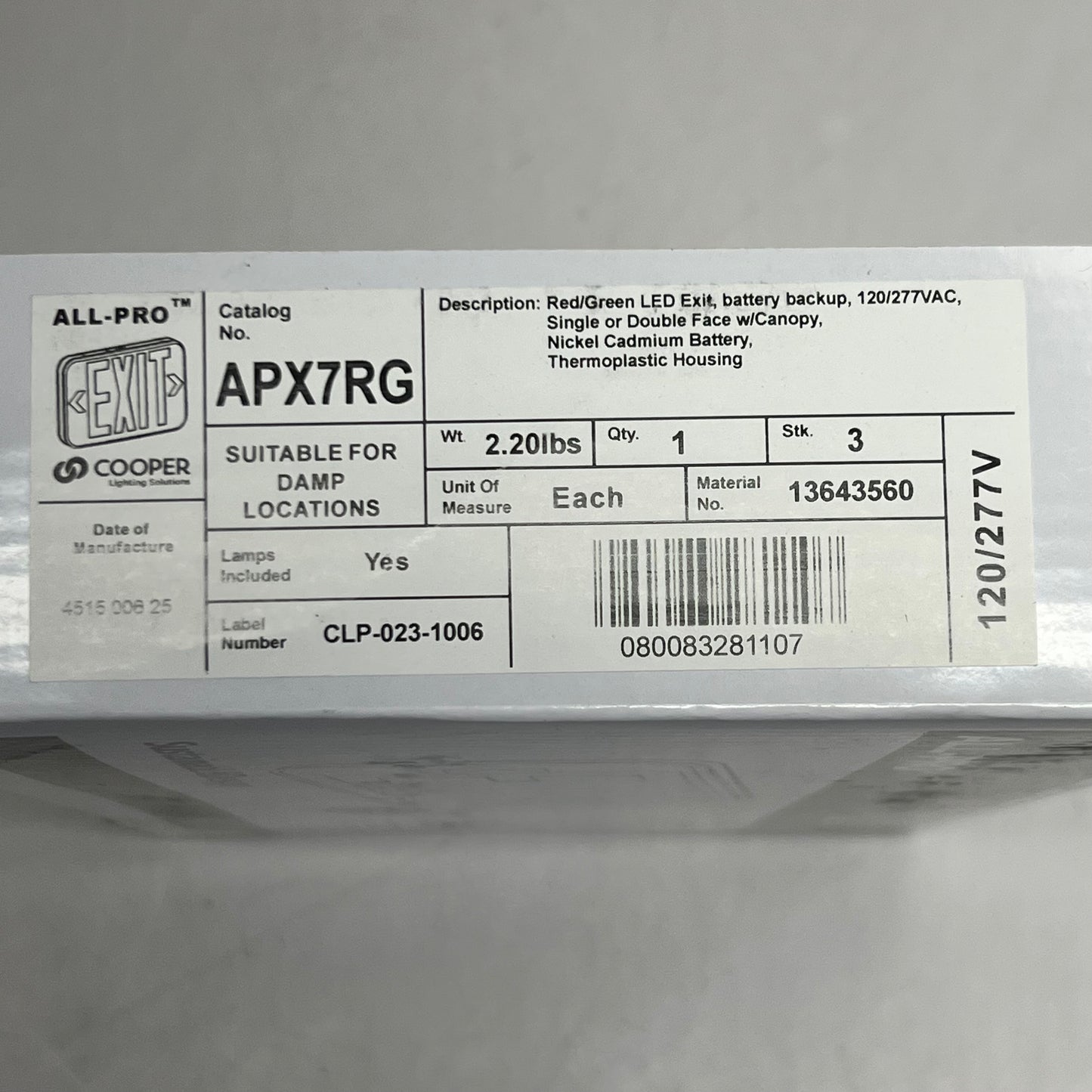 ALL-PRO Red/Green LED Indoor Exit Sign APX7RG