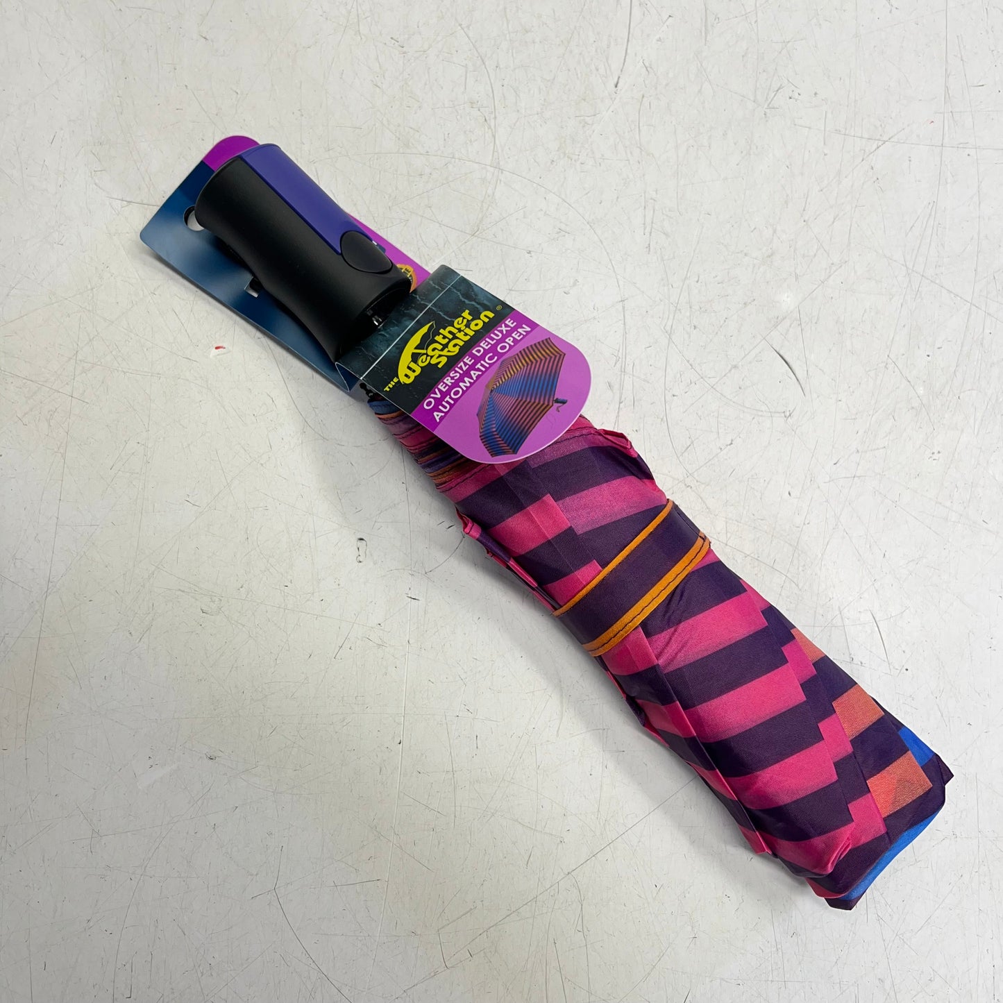 ZA@ THE WEATHER STATION Rain Umbrella Auto Open  Large Single Person Multicolor Stripe
