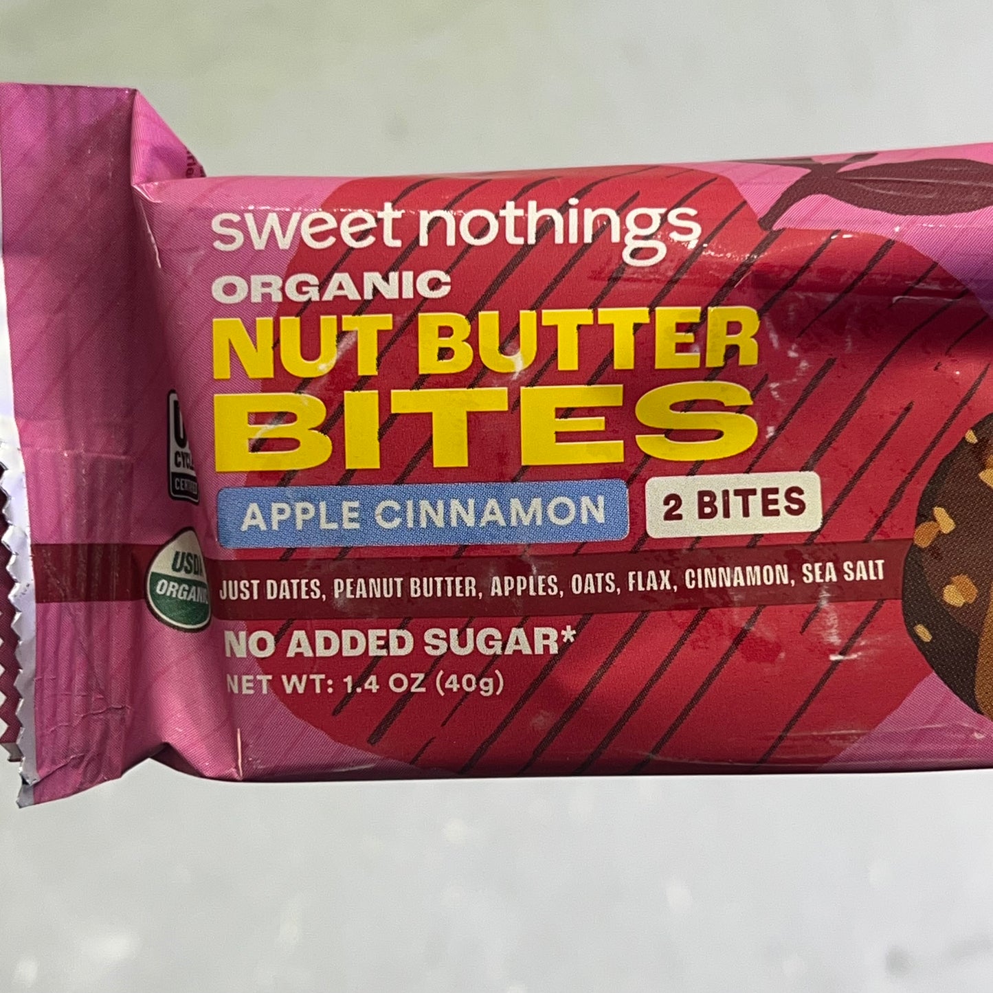 ZA@ SWEET NOTHINGS (12 PACK) Organic Nut Butter Bites Apple Cinnamon Flavor BB 07/26 (As-is)