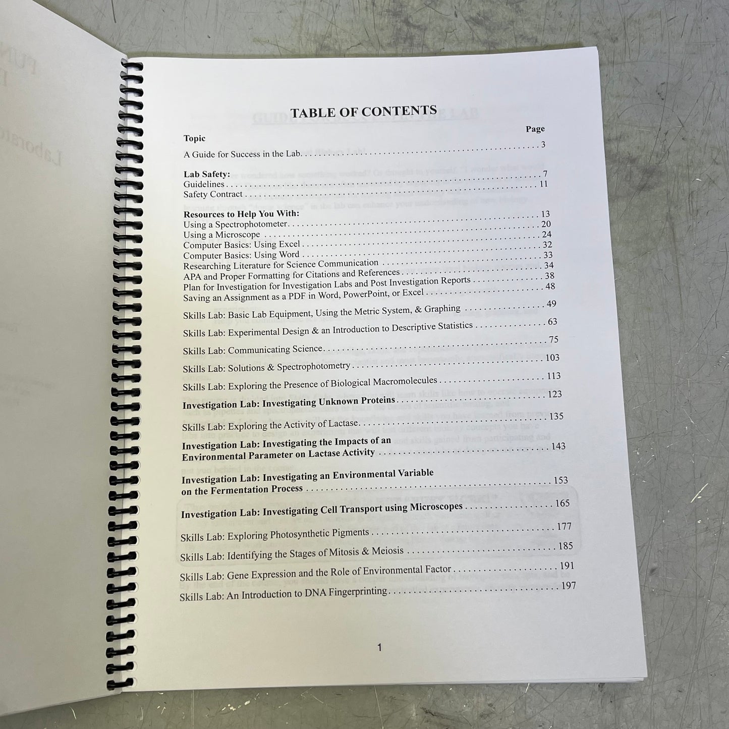 FUNCTIONAL BIOLOGY INVESTIGATIONS LABORATORY EXERCISES FOR BIO 1130  Spiral Book