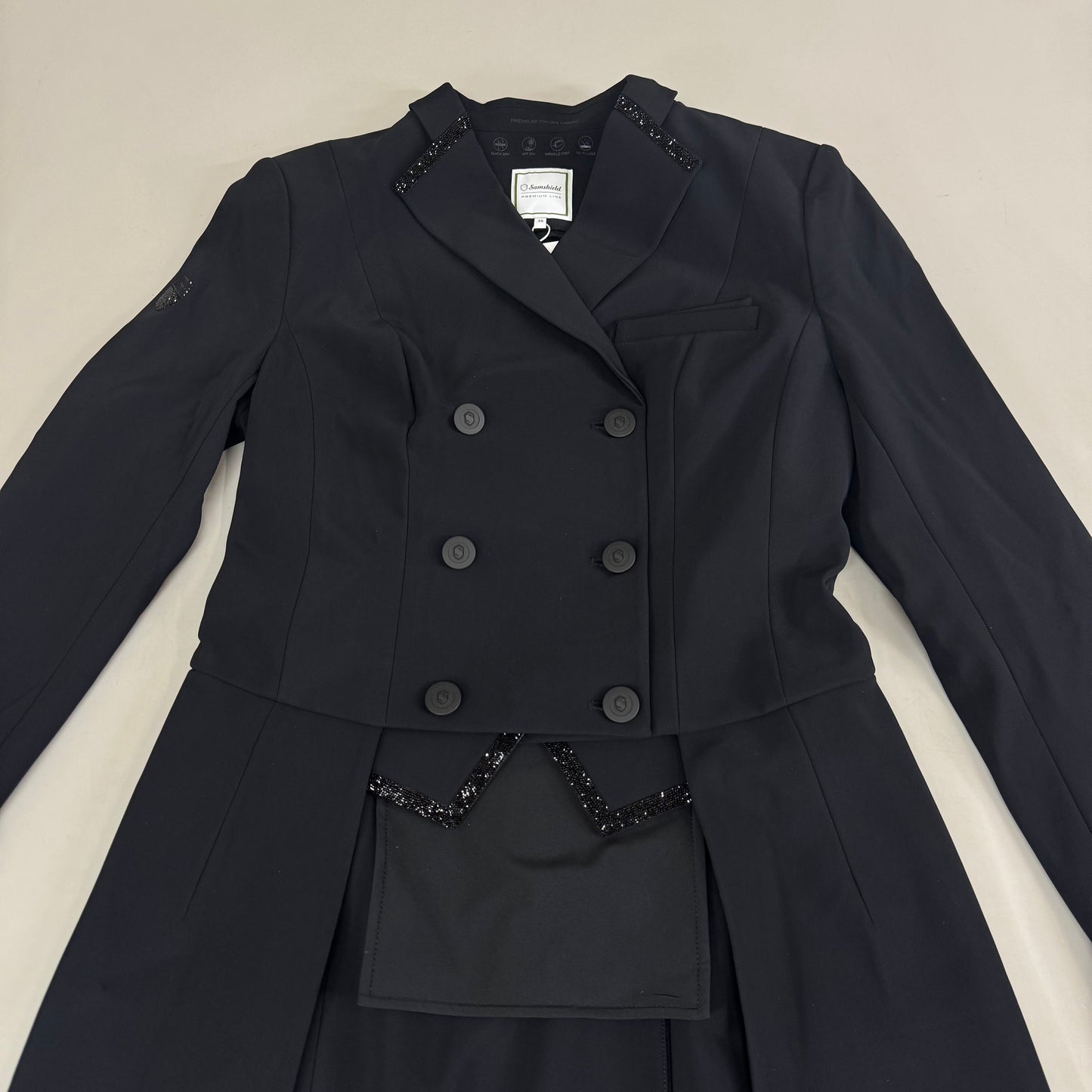 SAMSHIELD Frac Equestrian Jacket w/ Tail Coat Women's Sz US 6, UK, 8, FR 36 Black