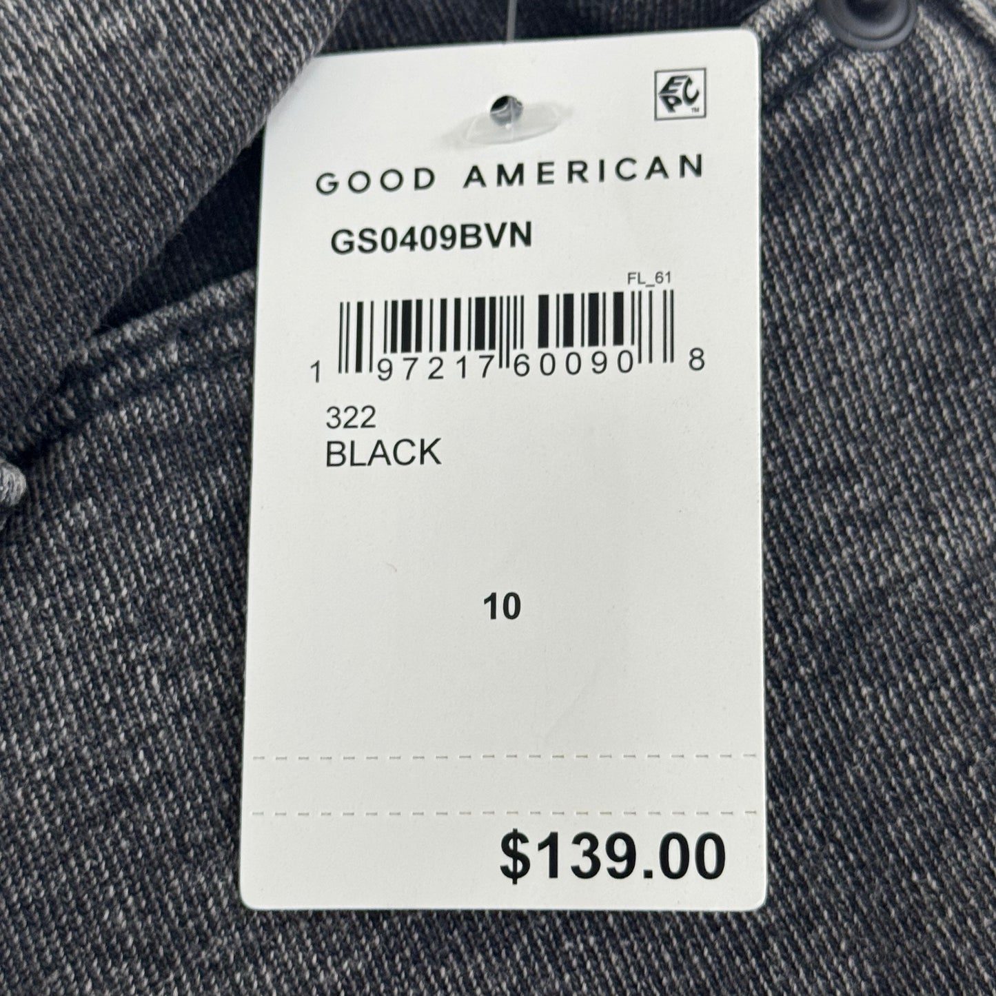 GOOD AMERICAN Jeanius Good Skate Jeans Women's Sz 10 Black GS0409BVN