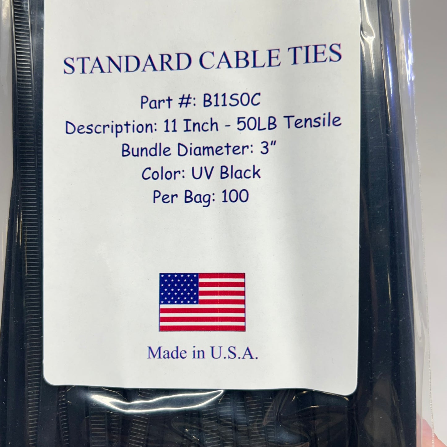ZA@ (2 PACK, 100 EACH) Oil Patch Cable Ties  11" 50 lb Tensile 3' Bundle Dia UV Black B11SOC