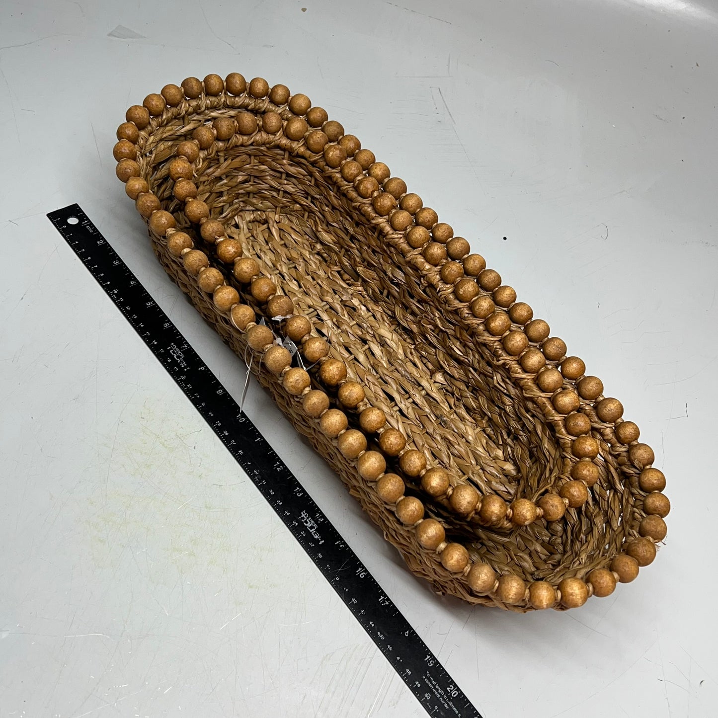 RAZ IMPORTS (PAIR) Natural Appeal Woven Beaded Baskets Set 20.25" Tan 442128