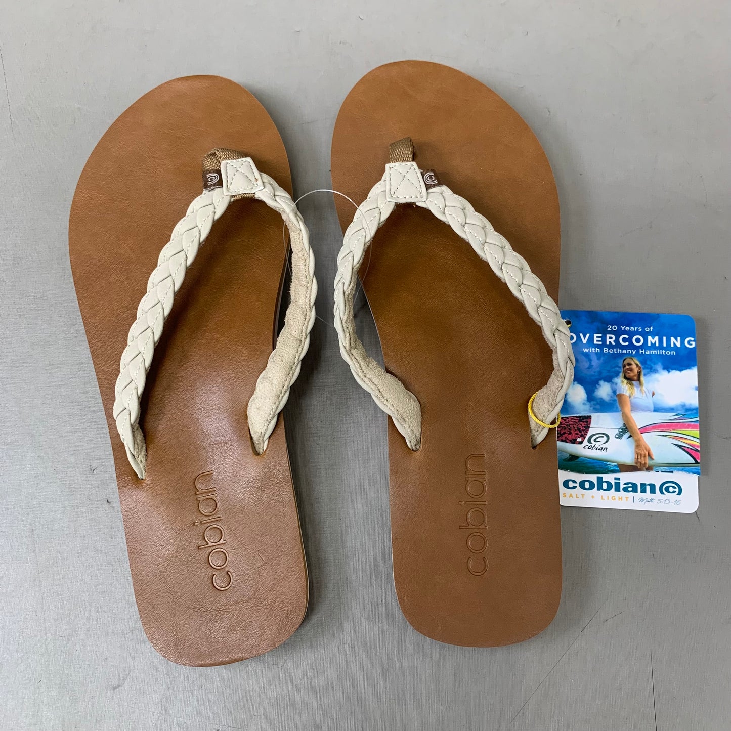 COBIAN Braided Pacifica Sandals Women's SZ 9, EU 39.5 Cream BBP23-110-9