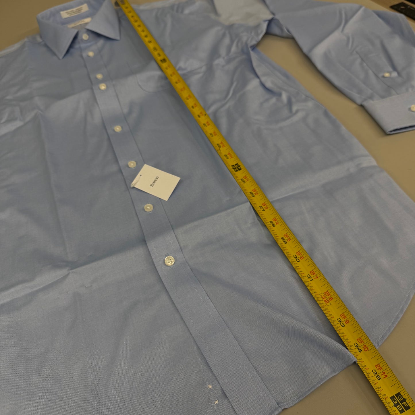 SOREN Tailored Fit Button Up Long Sleeve Shirt Men's 36-37 / 17-1/2" Light Blue X0002LTBLUE