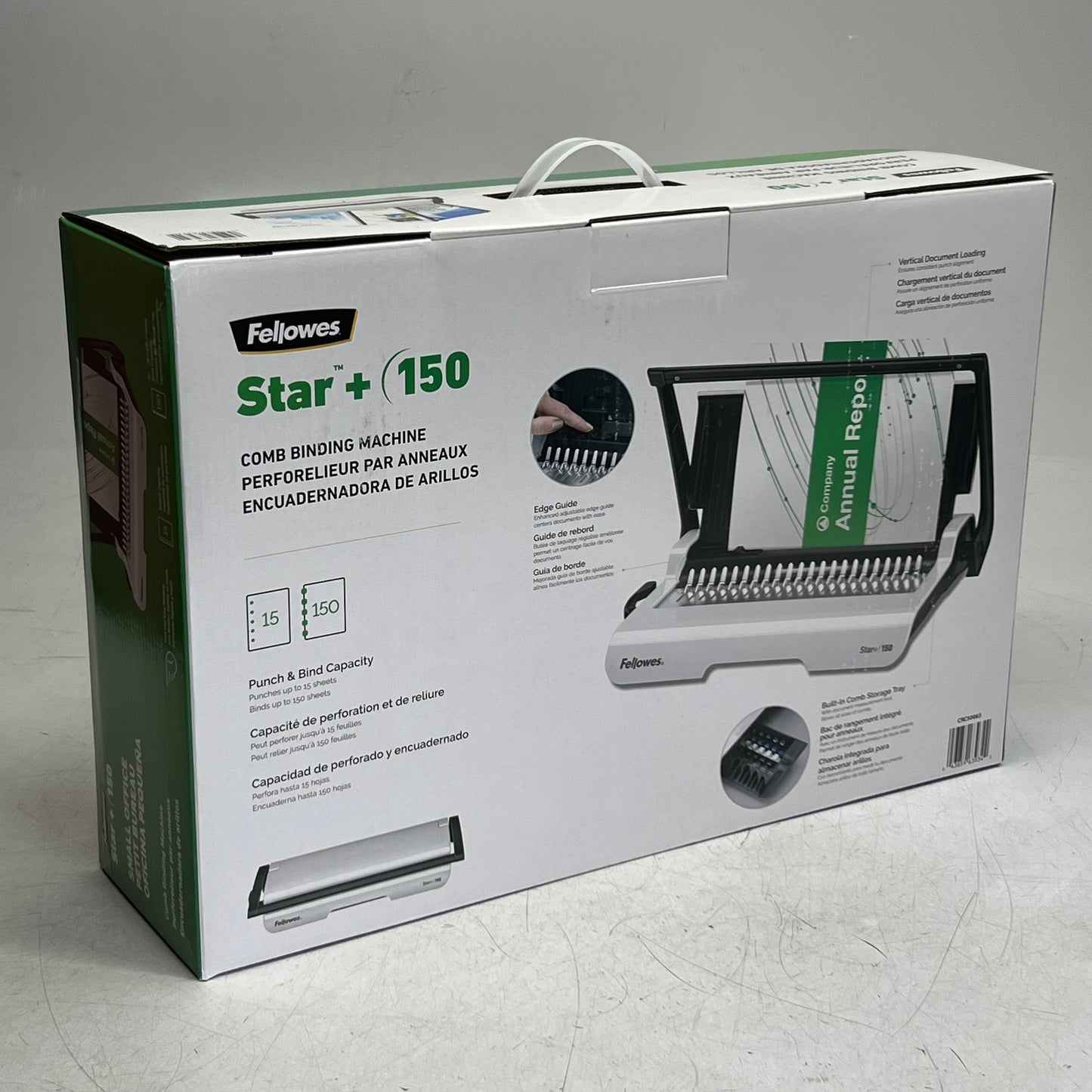 FELLOWES Star + 150 Comb Binding Machine Sz 14.5"L x 9.5"W, White CRC5006501