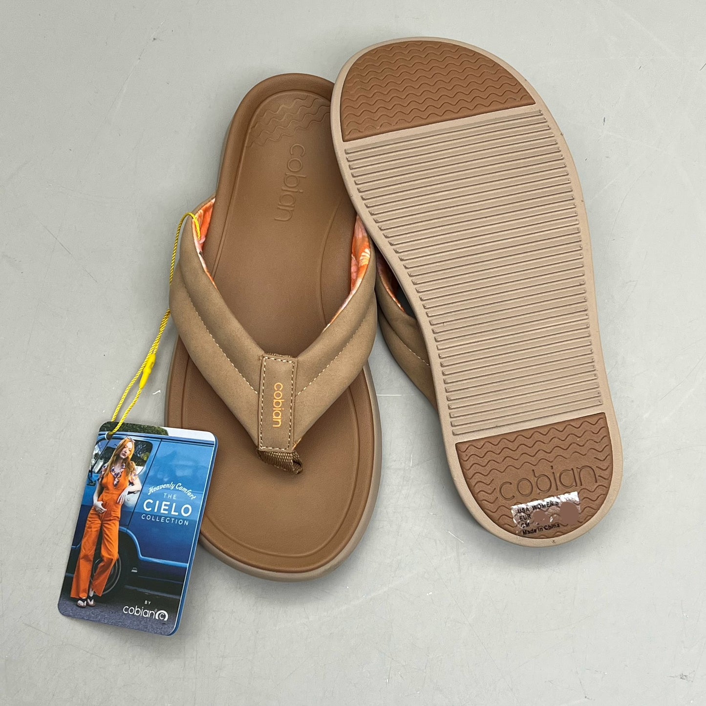 COBIAN Darby Synthetic Suede Strap Sandals Women's Sz 6, EU 35.5 Tan DAR24-230-6