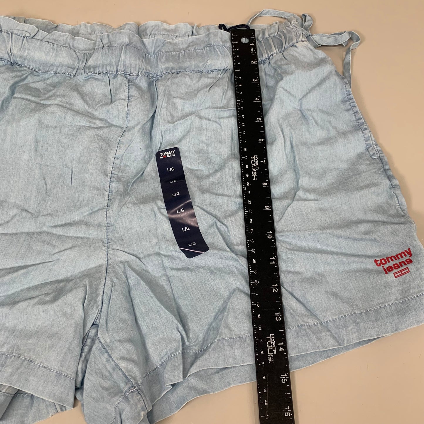 TOMMY HILFIGER JEANS Lyocell Shorts Side Ties Blue Women's SZ Large