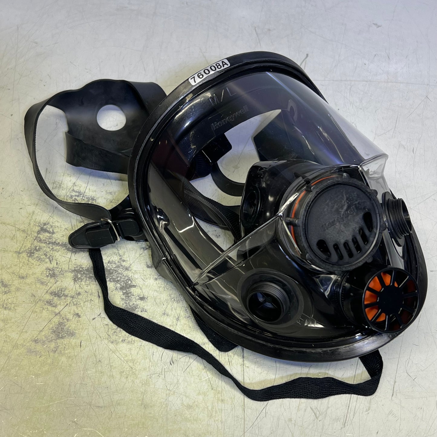 HONEYWELL Full Facepiece W/ 5 Strap Headband Dual Cartridge Sz M/L Black 760008A