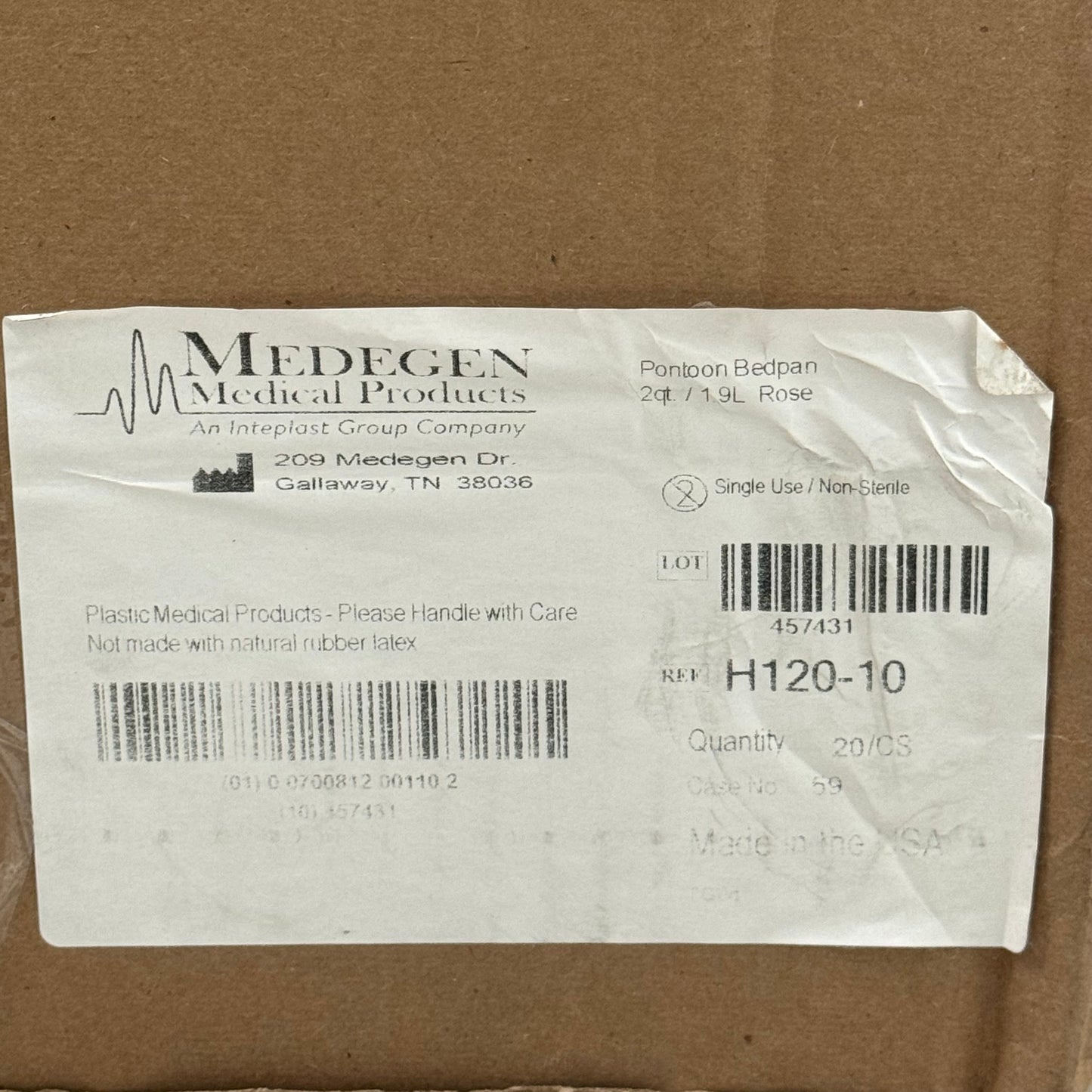 MEDEGEN (20 Pcs) Pontoon Bedpan 1.9L 14”Lx11”W Mauve H120-10