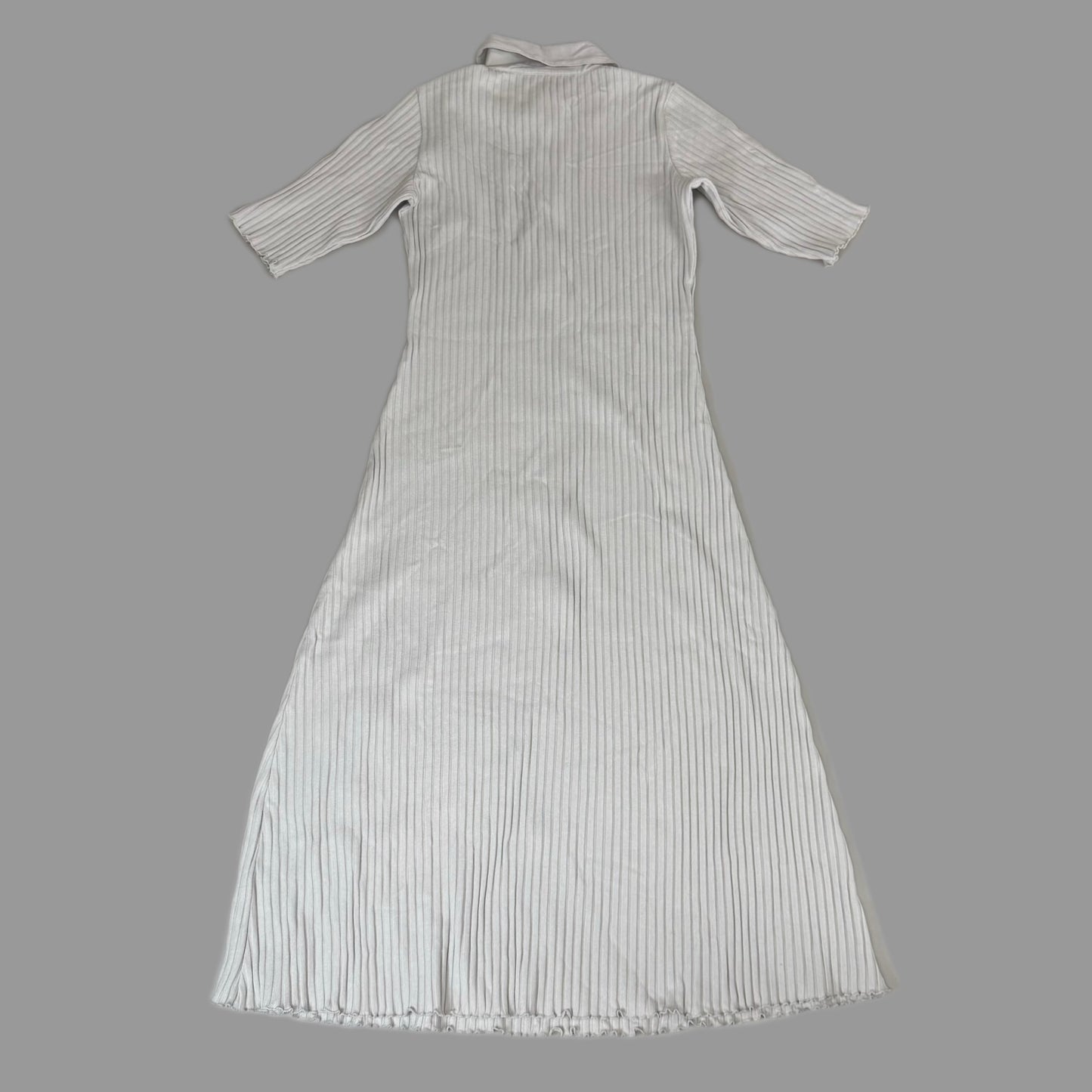 VINCE Ribbed Cotton-Blend Polo Dress 4 Button Women's Sz M Salt Glass V041584525