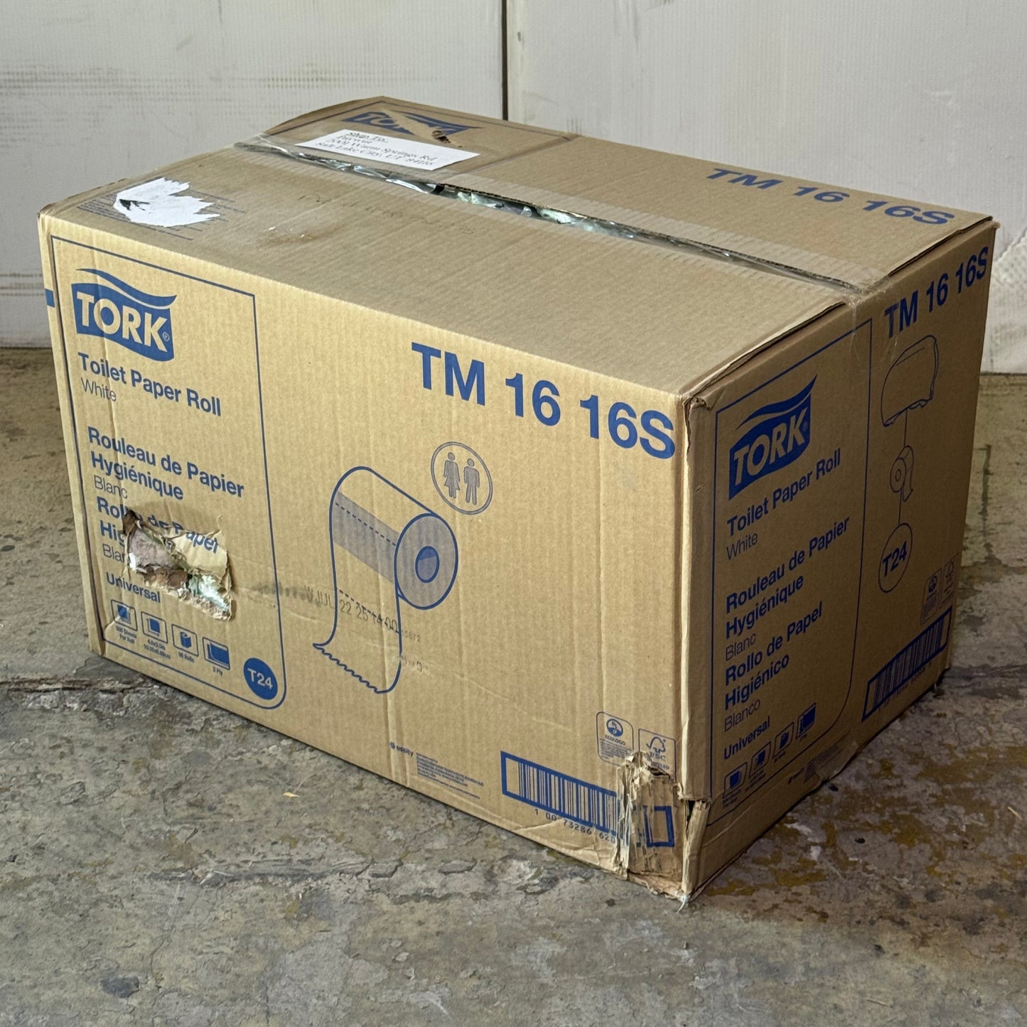 ZA@ TORK (96 ROLLS) Absorbent Bath Tissue Roll 2-Ply White 500 Sheets Per Roll TM1616S (AS-IS, Damage)