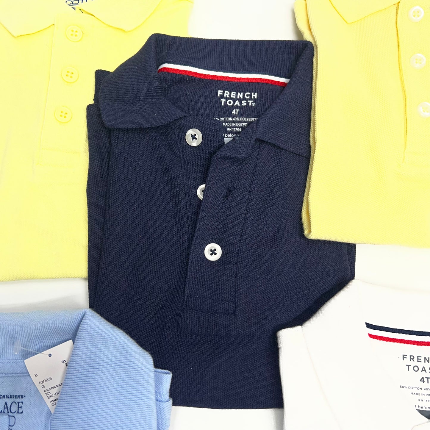 ZA@ (LOT OF 5) 3 Button Short Sleeve Polo Shirts  Boy's Sz 4T Yellow, Navy, Light Blue & White