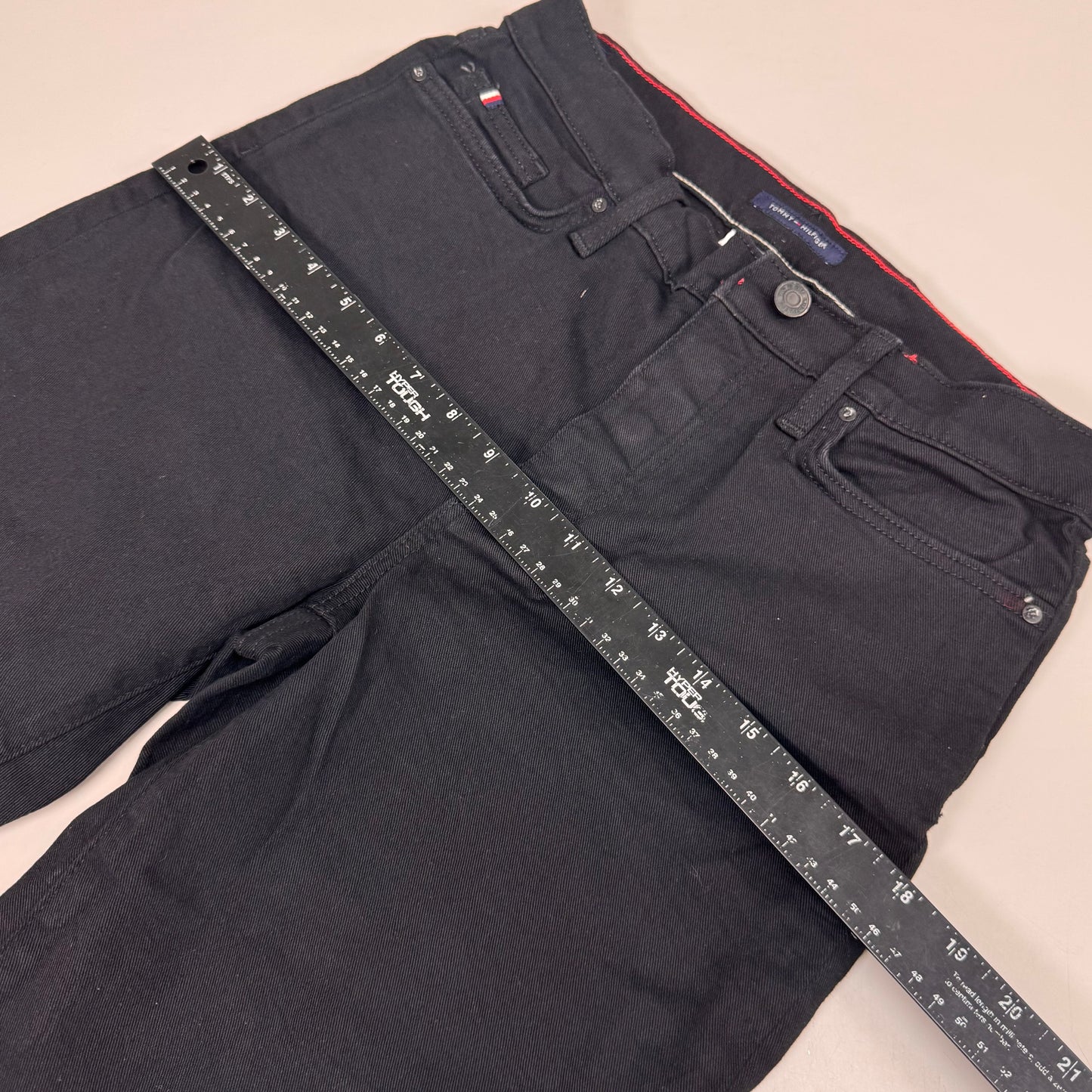 TOMMY HILFIGER JEANS Slim Bermuda Shorts Women's SZ 6 Waist 28 Black Magnet / Velcro Fly