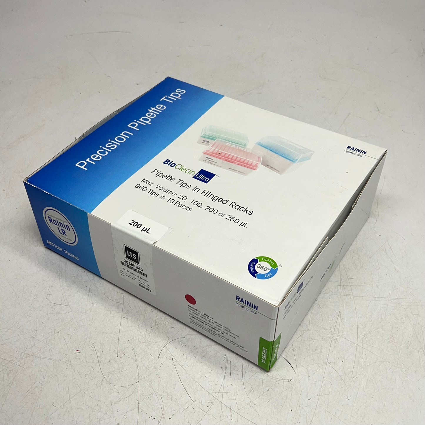 RAINN (10 PACK, 960 EACH) Pipette Tips Rt Lts 20/250 μL Max Vol Clear 30389240