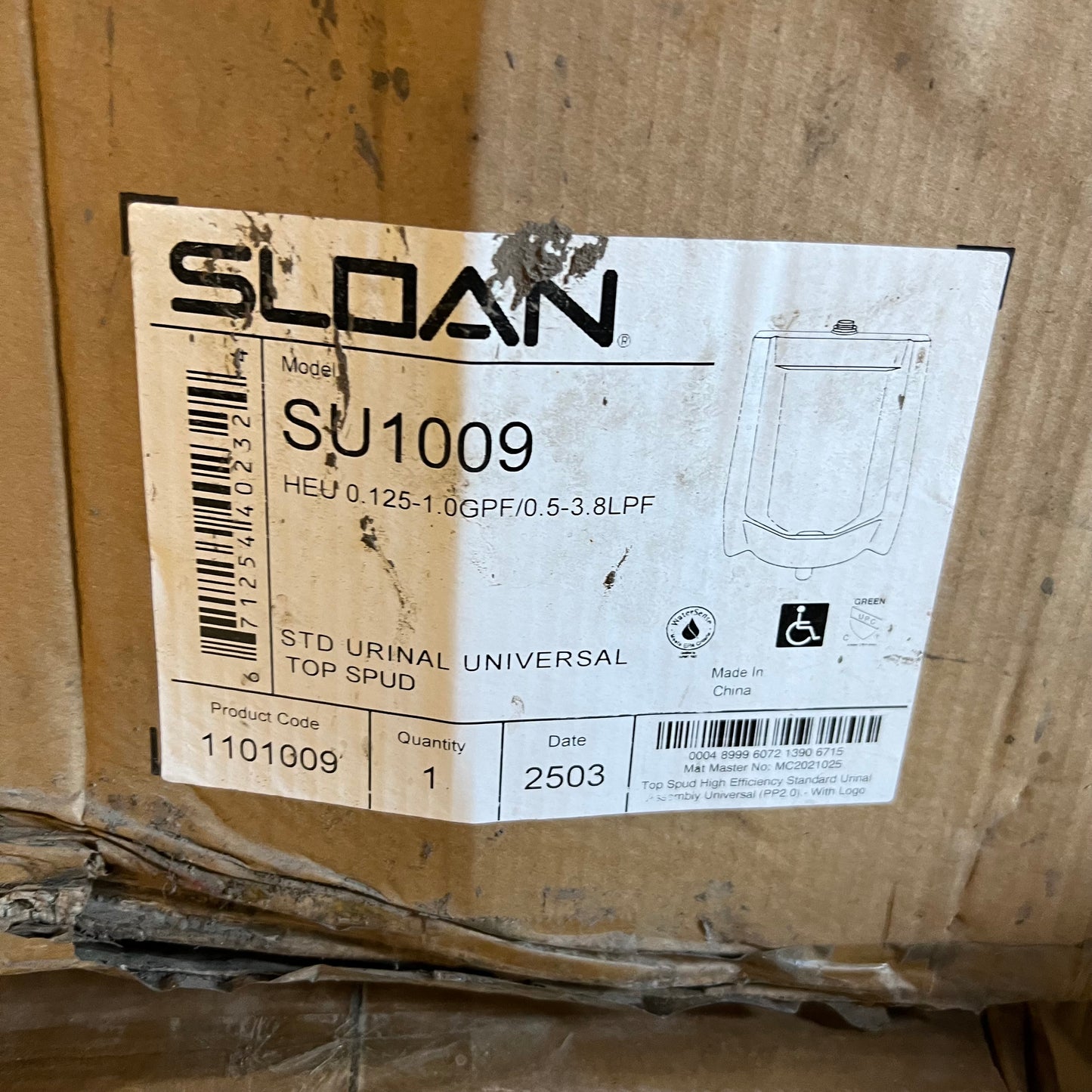 ZA@ SLOAN Vitreous China Wash Down Urinal White SU-1009 (As-Is)
