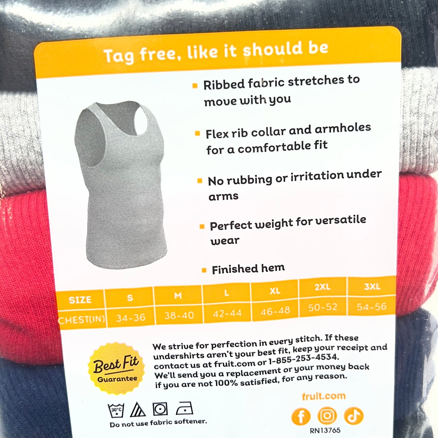 ZA@ FRUIT OF THE LOOM (6 PACK) Tank Top Undershirt Soft Ribbed A-shirts Men's Sz XL Assorted Colors 6P2601C