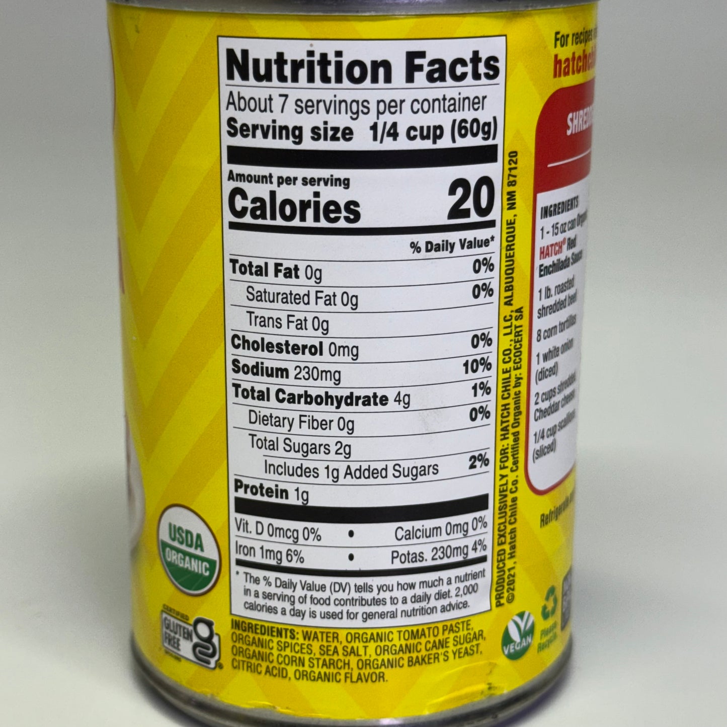 ZA@ HATCH (12 PACK) Organic Red Enchilada Sauce 15 oz Red BB 03/27 (New Other)