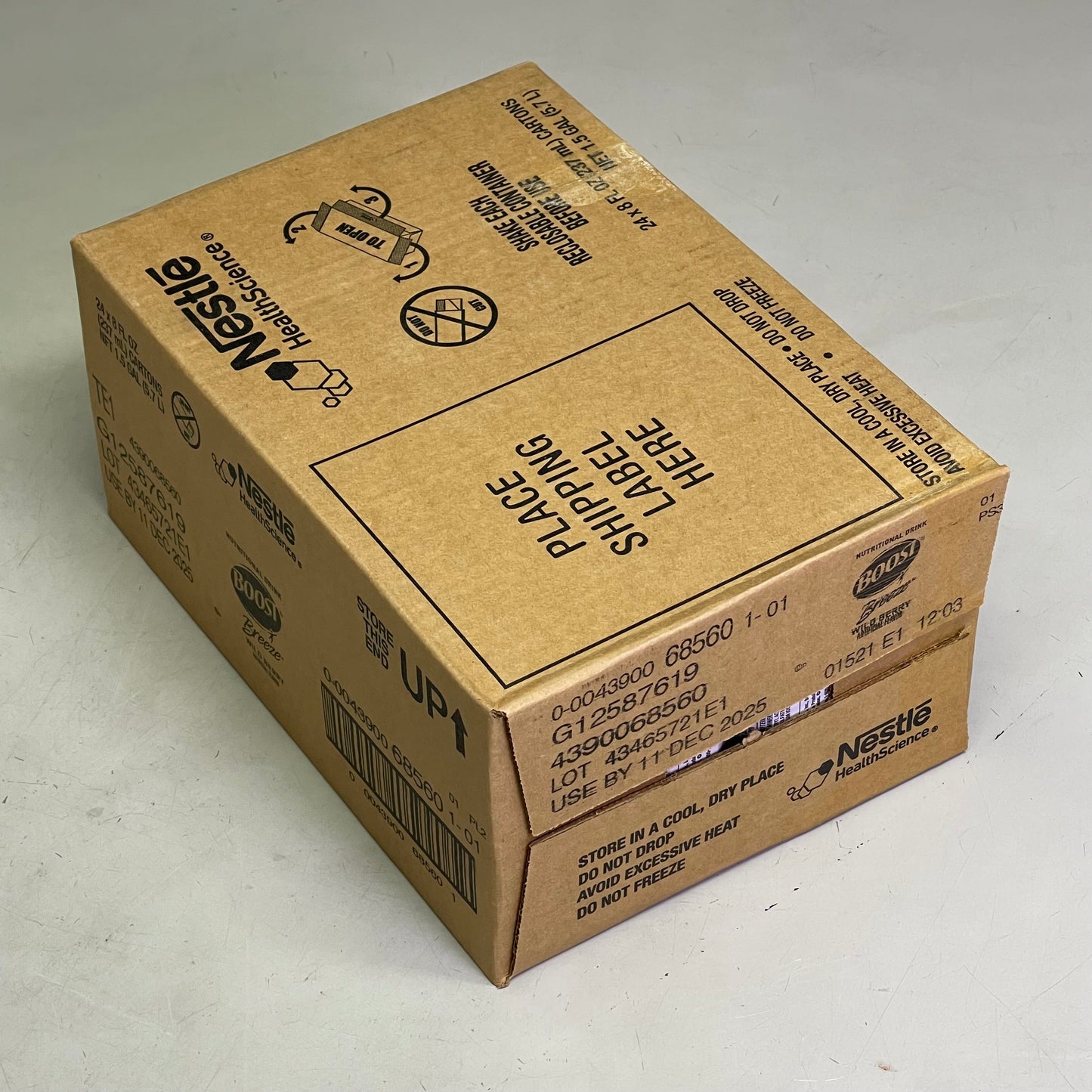 ZA@ NESTLE (24 Pack) Boost Breeze Wild Berry Flavor 8 fl oz BB 12/25 B