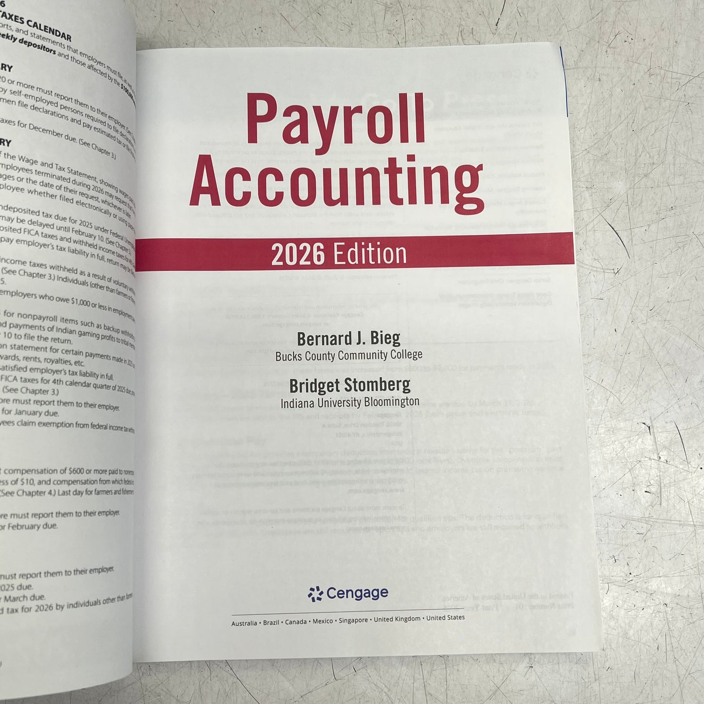 CENGAGE Payroll Accounting 36th Edition Paperback Book by Bernard & Bridget