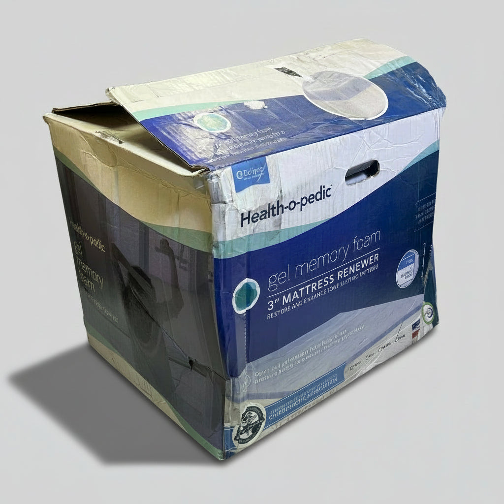 HEALTH-O-PEDIC Gel Memory Foam Mattress Topper 3" Layer King White/Blue AAFES