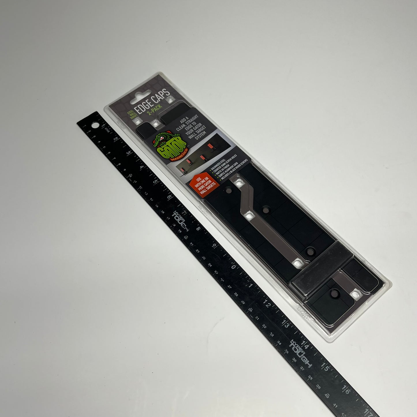 GATOR (2 PACK) Steel Edge Caps for Magnetic Wall 12”Hx1.5”Wx0.06”D Black 500076