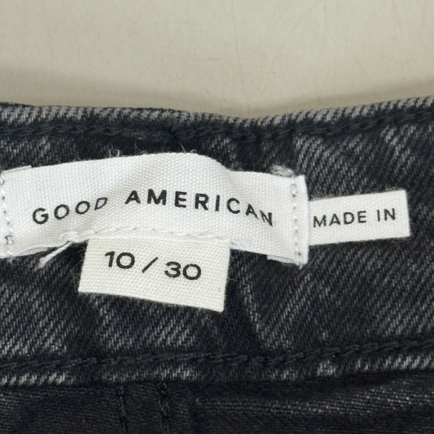 GOOD AMERICAN Denim Crystal Trim Skirt Women's Sz 10 Black376 GFD301