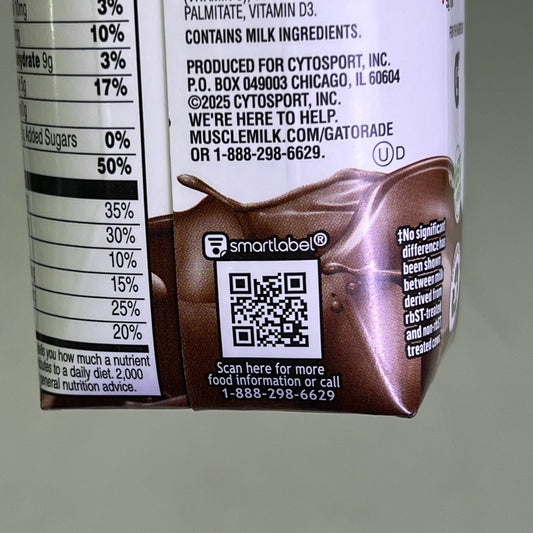 ZA@ MUSCLE MILK (18 PACK) Gluten & Lactose Free Genuine Protein Shake Chocolate 11 fl oz BB 09/26 L