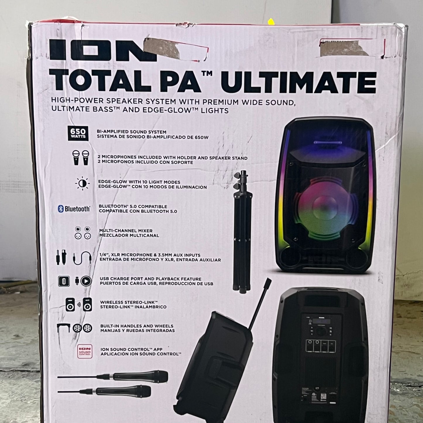 ION MFG Total PA Ultimate Bluetooth PA Speaker System Black IPA161REV E (New Other, Distressed Box)