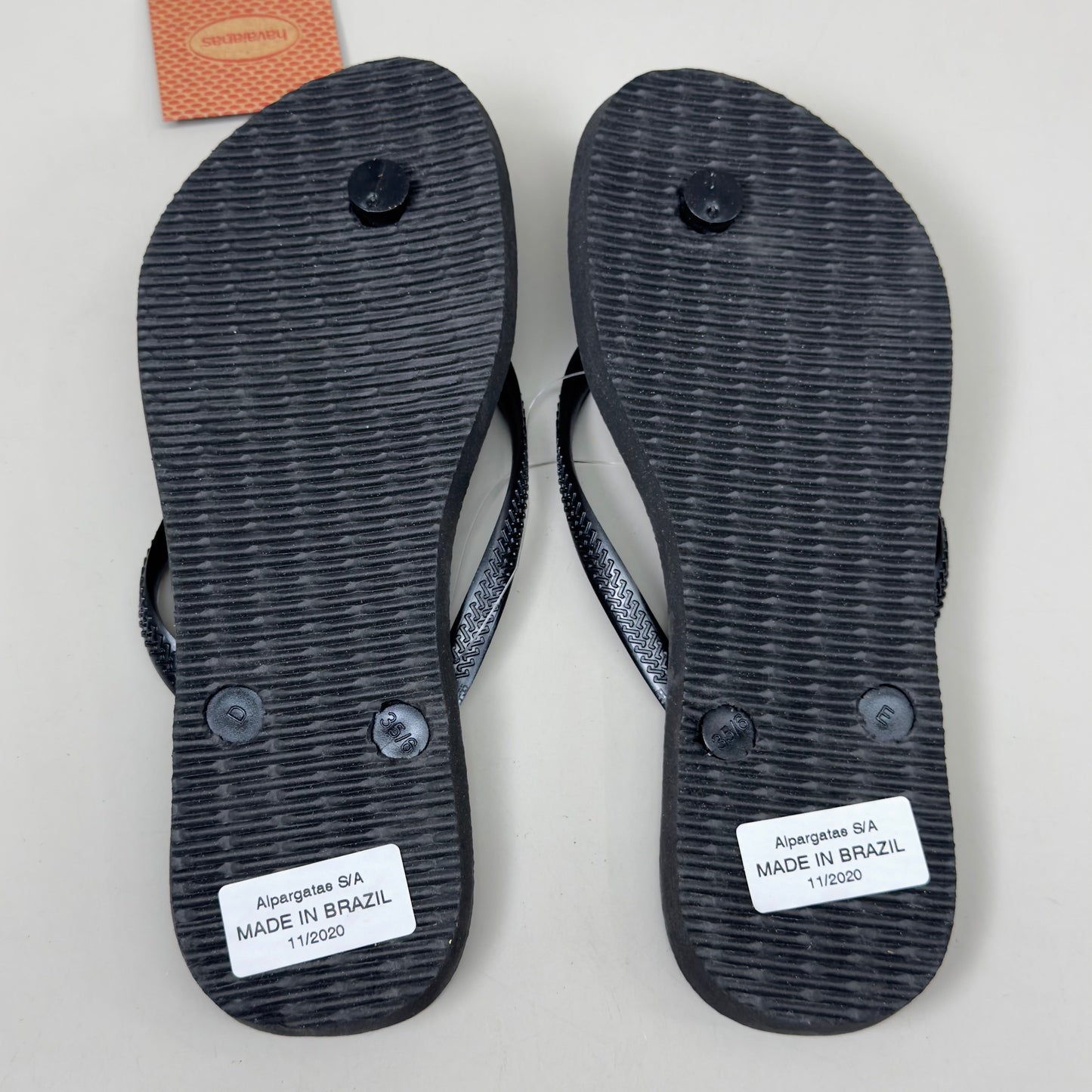 ZA@ HAVAIANAS High Quality Rubber Slim Flip Flops Non-Slip Women's 6 Black 400030 A