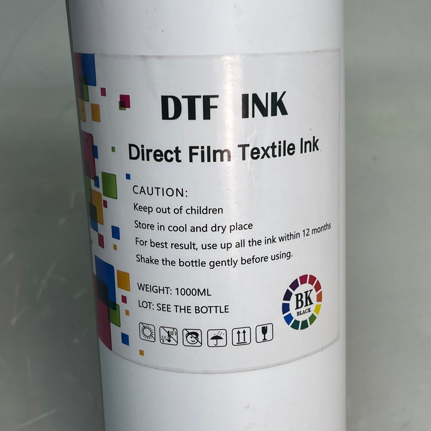 DTF INK Assorted Direct To Film Printing Ink, Powder & Roll Kit Assorted Colors (White Bottle Has Little Hole)