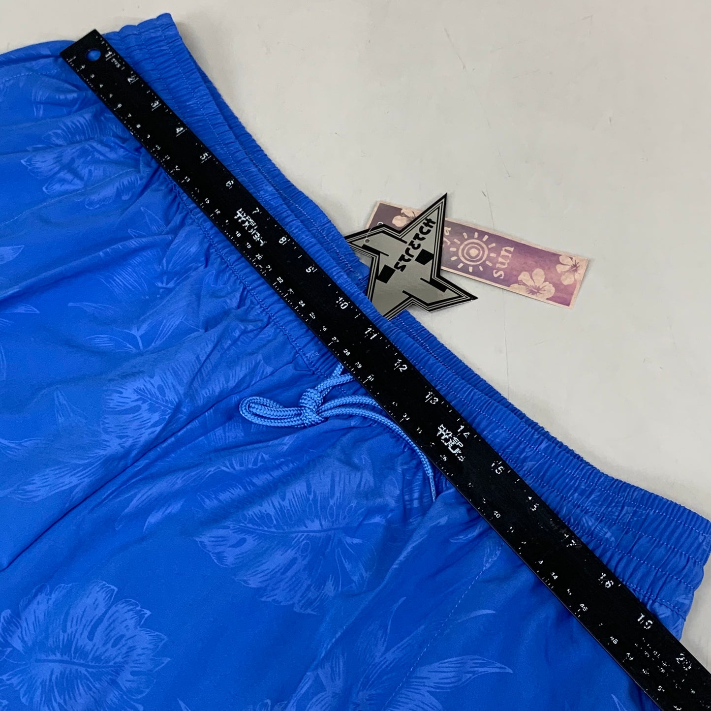 RAYA SUN Stretch Swim Style Shorts W/ Flower Design Women's 2X Blue/Gray