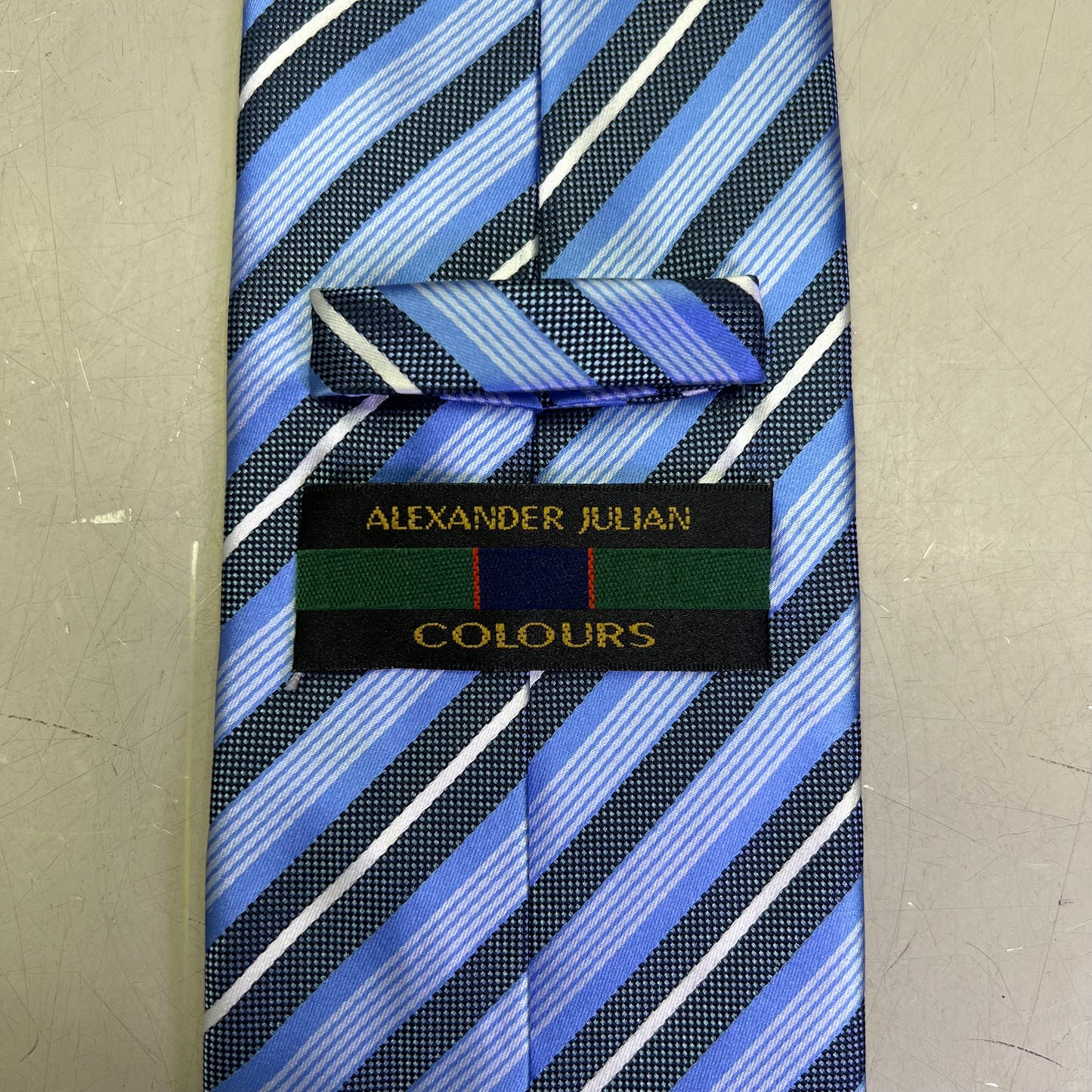 ALEXANDER JULIAN COLOURS Slanted Formal Pattern Tie 60" Blue/White (Pre-Owned)